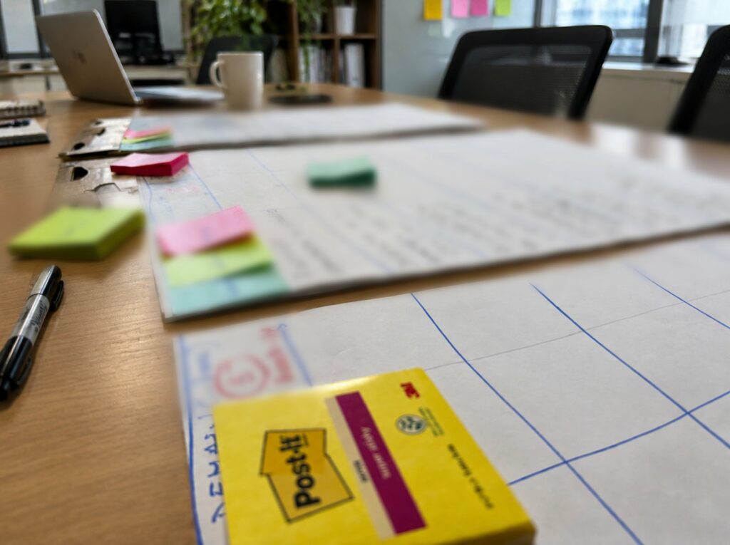 Préparation d’un atelier collectif : post-it et paperboards